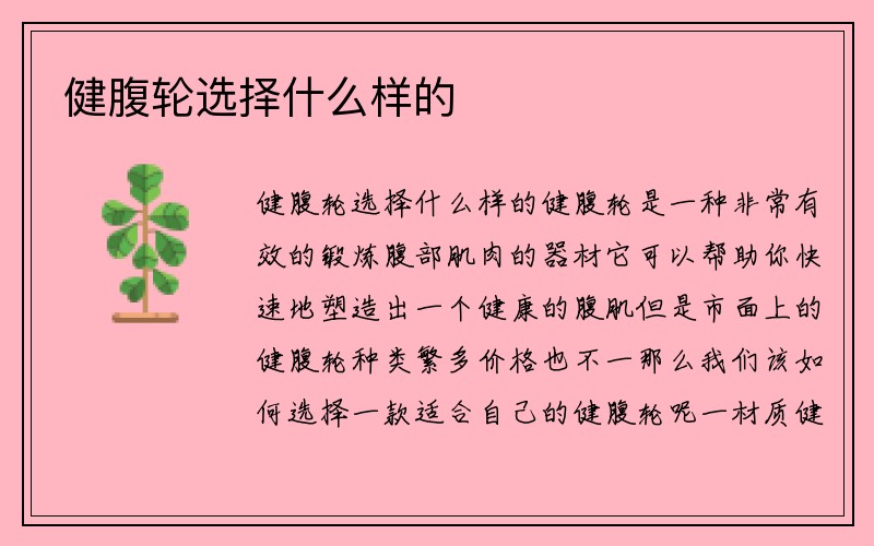 健腹轮选择什么样的